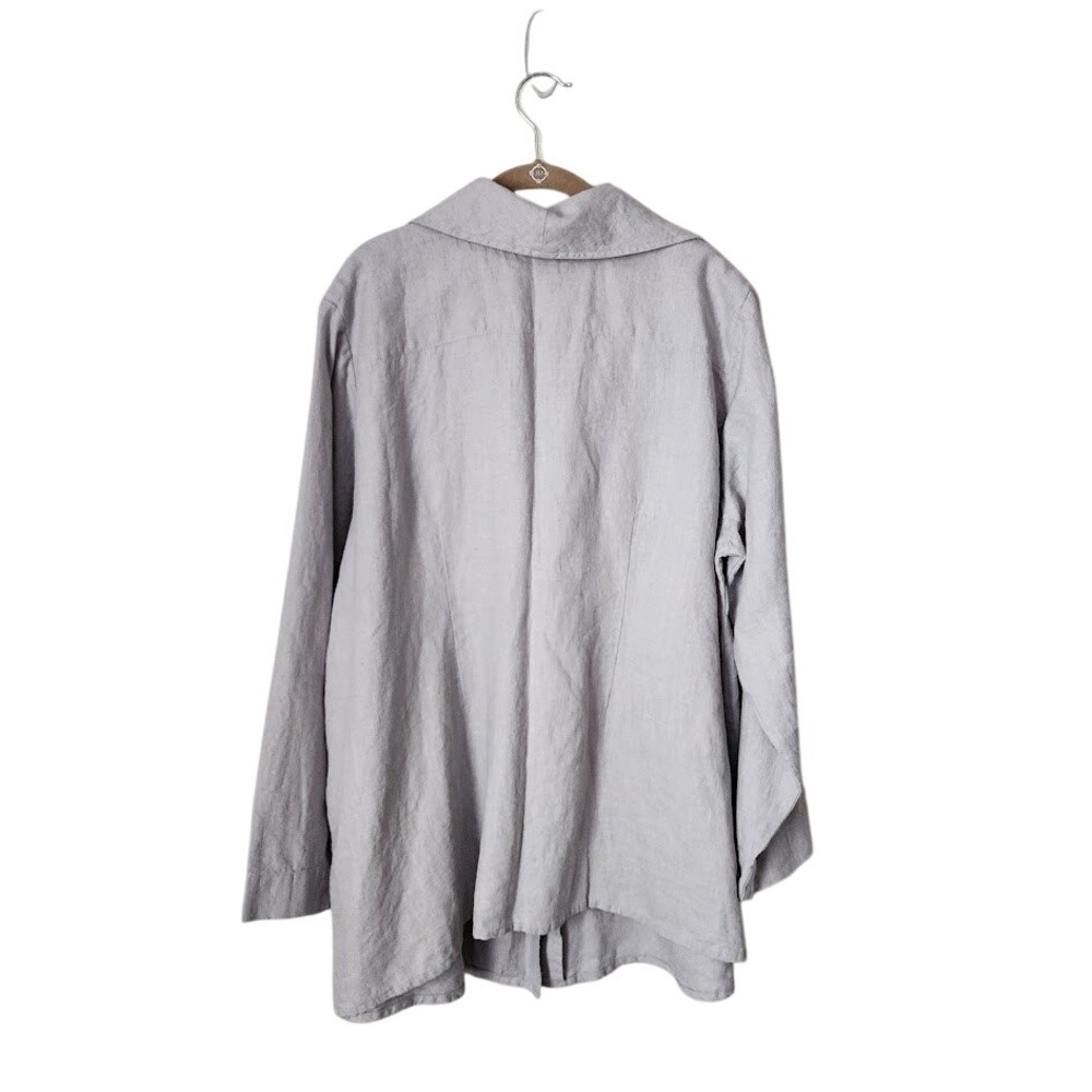 Flax Linen Jacket Light Gray Button Front Relaxed… - image 4